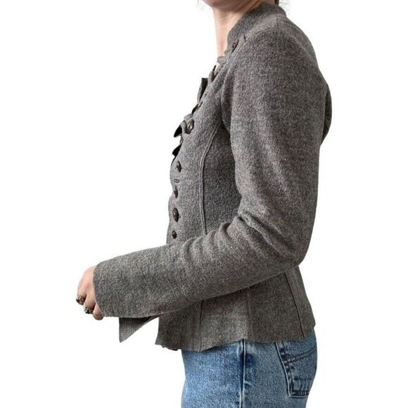 Casch Copenhagen Womens Gray Hippie 100% Wool Faeriecore Frill Cardigan Sz 38 - Picture 6 of 7